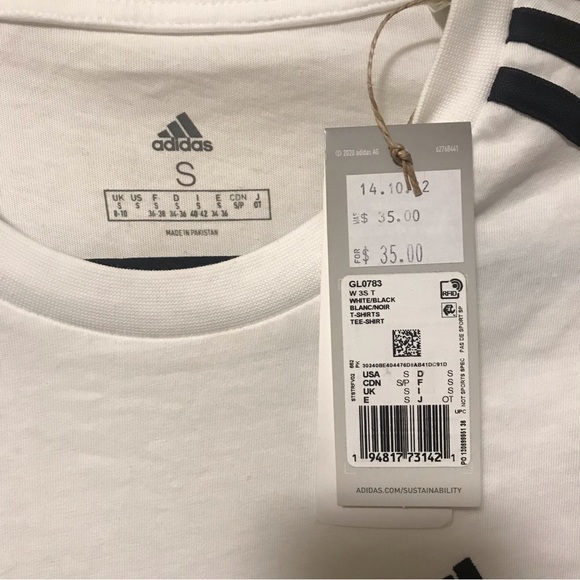 [2 for $25] Brand new NWT white Adidas t-shirt - Picture 4 of 5